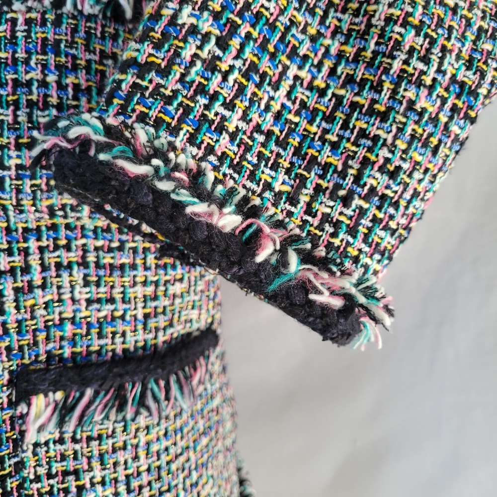 J. Crew Metallic Tweed Lady Jacket Blazer Rainbow Multicolor Black 8 - Picture 11 of 16